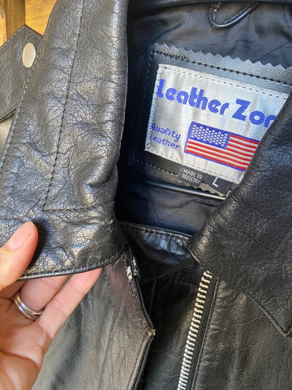 Vintage Black Leather Fringe Jacket - image 6