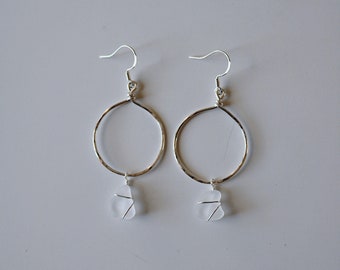 Clear Sea Glass Hoop Earrings