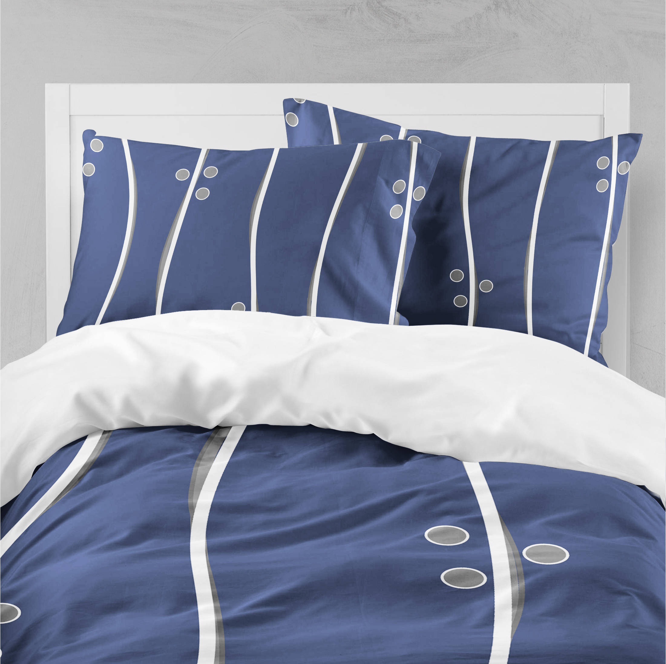 Dark Blue Bedding Duvet Cover Pillow Sham Bedspread Etsy