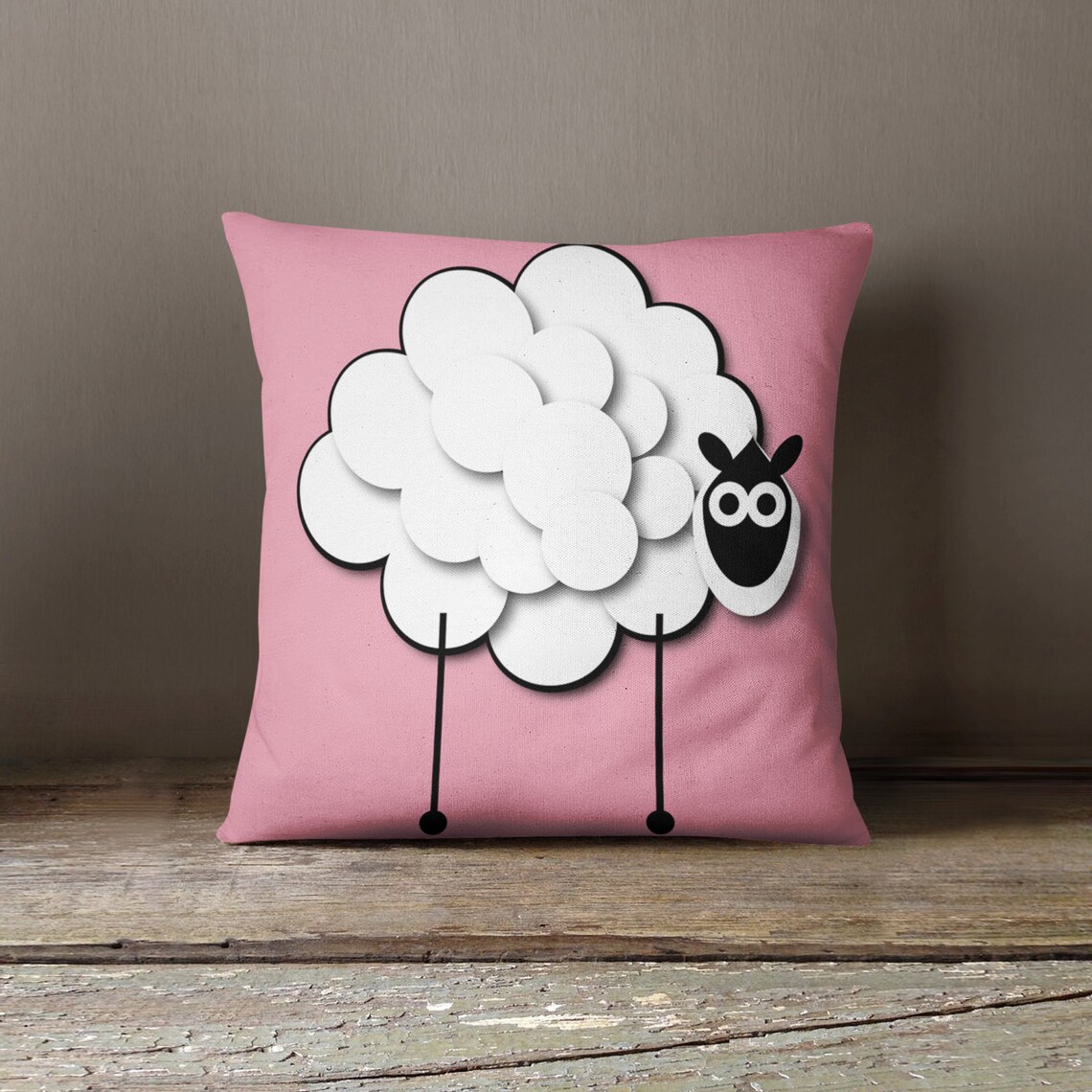 Sheep Throw Pillow Pink Pillow Sheep Nursery White Etsy