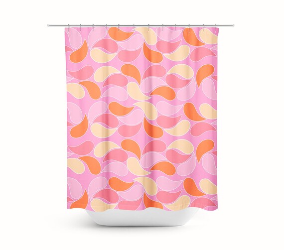 Paisley Shower Curtain Pink Bath Curtain Modern Bathroom Etsy