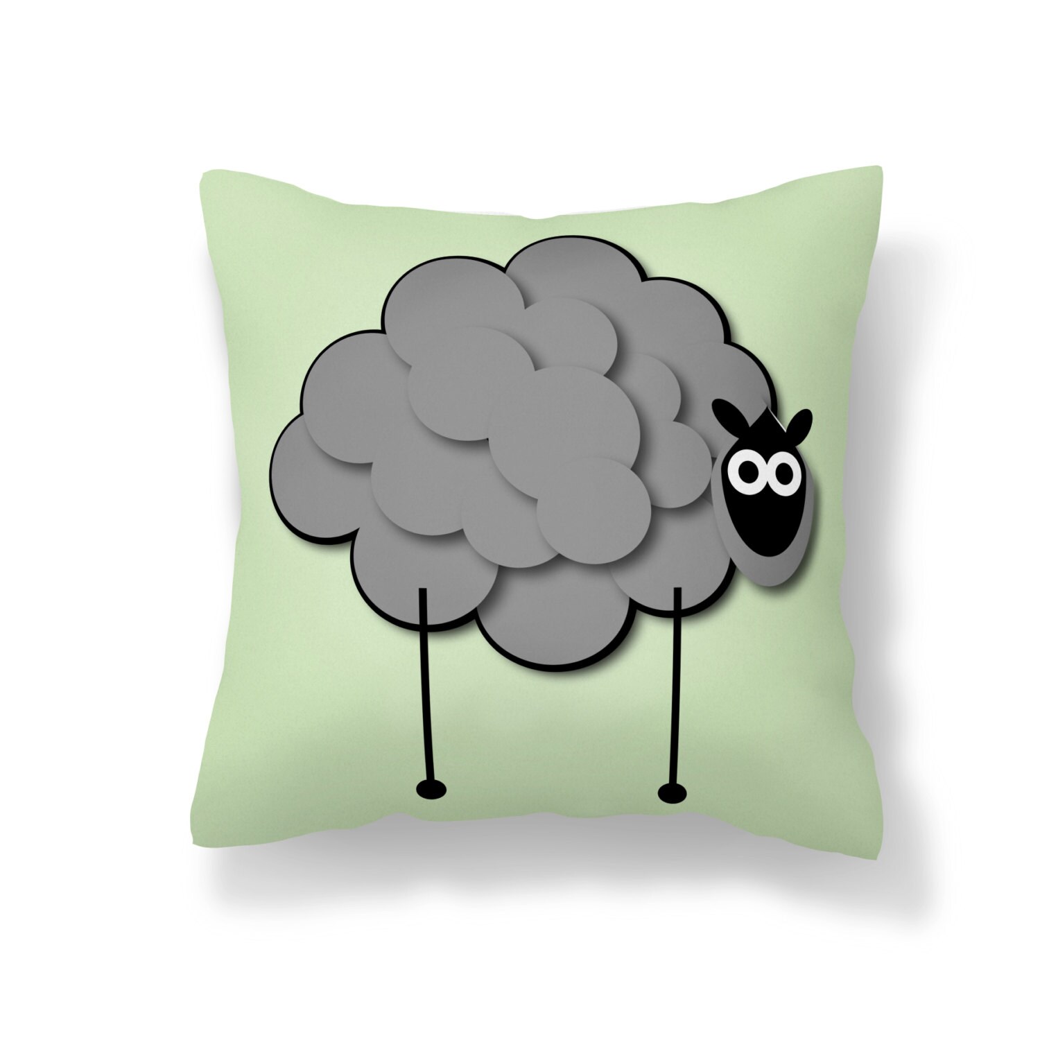 Sheep Throw Pillow Green Pillow Sheep Nursery Black Etsy