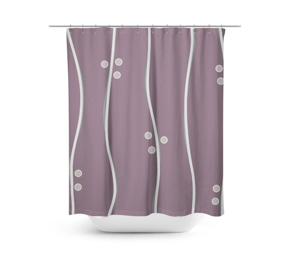 Purple Shower Curtain Modern Shower Curtain Striped Shower Etsy
