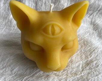 Cat candle - 3rd eye - beeswax
