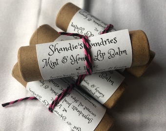 Honey Mint Lip Balm in a paperboard, push up tube (plastic free- compostable)