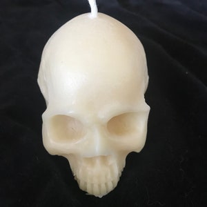 Skull candle- large 7 oz size (2.5&quot; H X 3.5&quot; L X 2&quot; wide) beeswax in yellow, white or black, long burn time