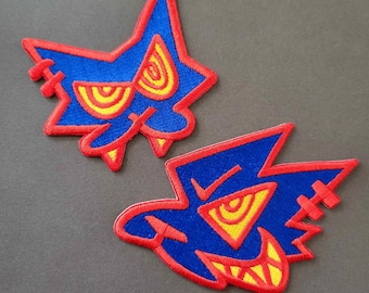 BAD DOG / KITTY Embroidered Sticker Iron On Patch 100% Recycled