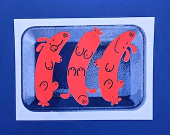 Wiener Dogs Riso Print