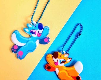 Puffy Shiny Pool Toy Doggy Keychains