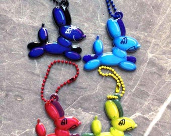 Puffy Shiny Balloon Dog Keychains