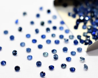 Saphir bleu naturel rond taille brillant, choix de la forme, pierres précieuses en vrac
