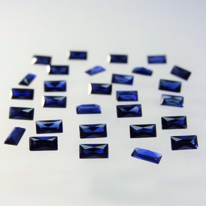 Blue Sapphire Baguette Princess Cut Shape SIZE CHOICE Loose Stones Corundum Gemstones