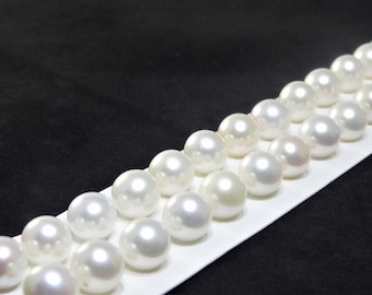 Ivory White Loose Natural Freshwater Pearls SIZE CHOICE Round Shape Half Drilled AAA