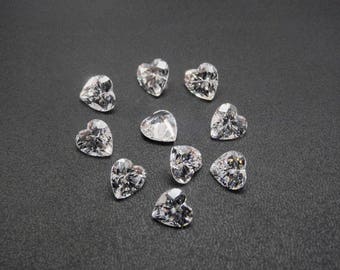 CZ blanche en forme de coeur, taille au choix, pierres non fixées, zircone cubique, pierres précieuses de haute qualité