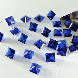 Blue Square Princess Cut Shape SIZE CHOICE Loose Stones Spinel Gemstones