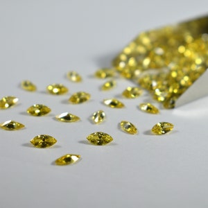 Golden Yellow CZ Marquise Cut Shape SIZE CHOICE Loose Stones Cubic Zirconia Gemstones