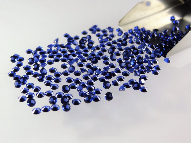Saphir bleu rond, taille brillant, choix de la taille, pierres non serties, nanocristaux de haute qualité image 2