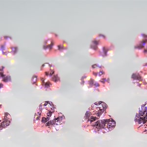Pink CZ Heart Shape Stones SIZE CHOICE Cubic Zirconia Loose Gemstones