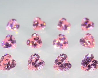 Pink CZ Heart Shape Stones SIZE CHOICE Cubic Zirconia Loose Gemstones