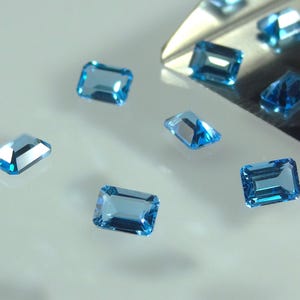 Natural Swiss Blue Topaz 7x5mm Octagon Emerald Cut Loose Gemstones
