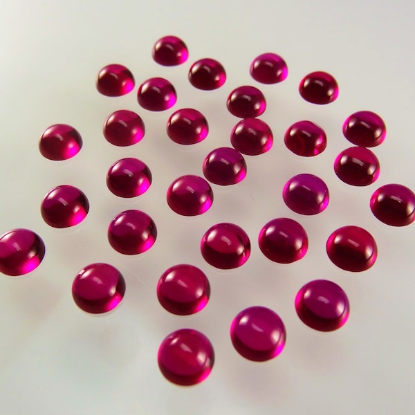 Red Ruby Round Cabochon Cut SIZE CHOICE Loose Stones Corundum Gemstones