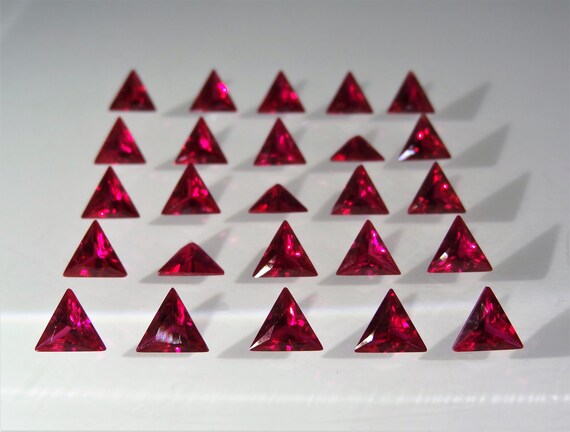Lab-Created Ruby Triangle Cut Loose Gemstone - Genuine Corundum, Loupe Clean, Red