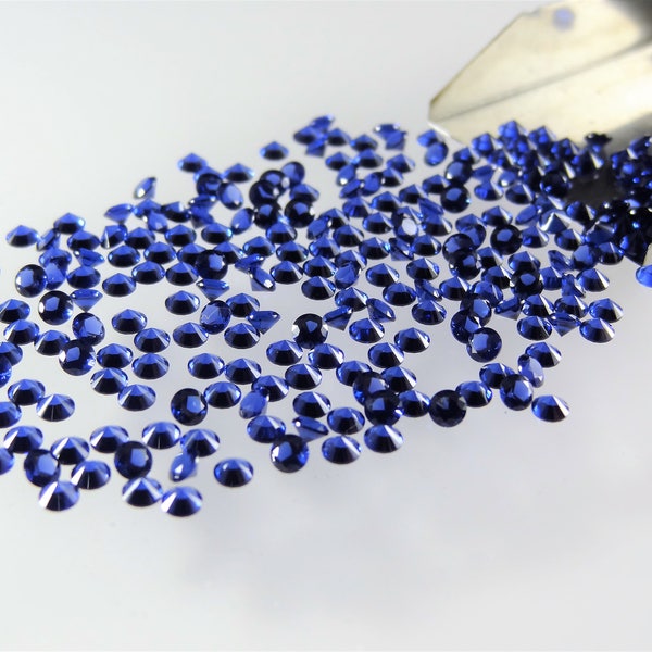 Blue Sapphire Round Brilliant Cut SIZE CHOICE Loose Stones High Quality Nanocrystal Gemstones