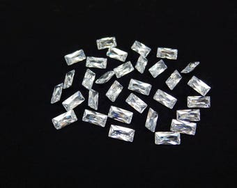 White CZ Baguette Princess Cut Shape SIZE CHOICE Loose Stones Cubic Zirconia Gemstones