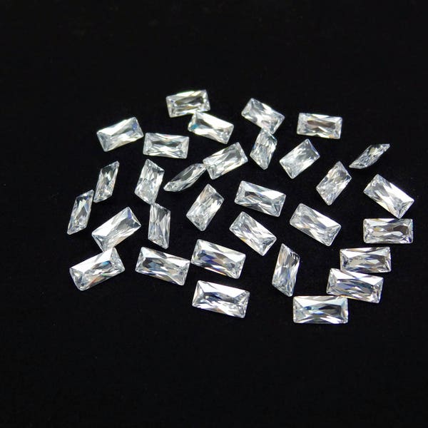 White CZ Baguette Princess Cut Shape SIZE CHOICE Loose Stones Cubic Zirconia Gemstones