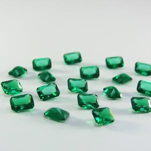 Emerald Green Octagon Princess Cut SIZE CHOICE Loose Stones Nanocrystal Gemstones