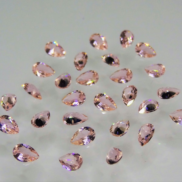 Morganite Pear Cut Shape SIZE CHOICE Loose Stones Nanocrystal Gemstones