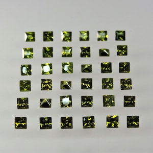 Olive Green Square Princess Cut Shape SIZE CHOICE Loose Stones Cubic Zirconia Gemstones