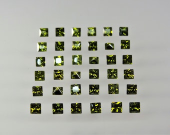 Forme carrée princesse vert olive CHOIX DE TAILLE Pierres en vrac Pierres précieuses de zircone cubique