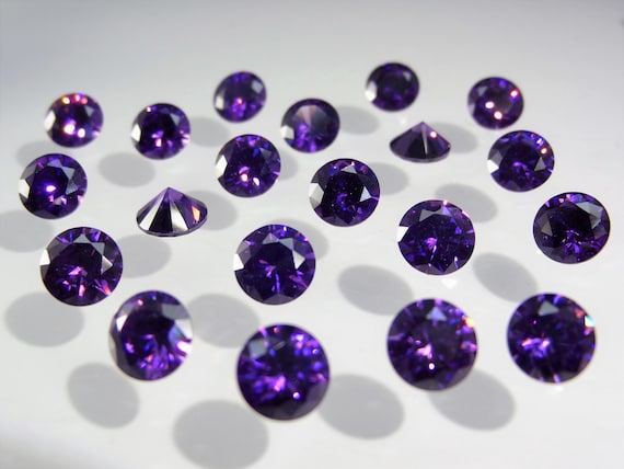 Amethyst Cubic Zirconia 1 Mm VVS Round Brilliant Diamond Cut AAAA Quality At