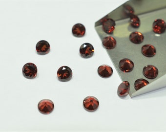 Mozambique Red Garnet Round Brilliant Cut SIZE CHOICE Loose Stones Natural Semiprecious Gemstones