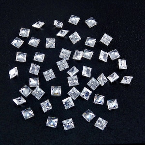 White CZ Square Princess Cut SIZE CHOICE Loose Stones Cubic Zirconia High Quality Gemstones