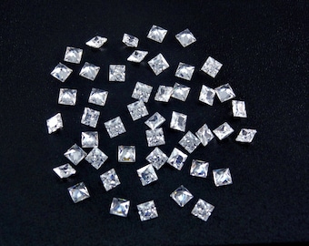 White CZ Square Princess Cut SIZE CHOICE Loose Stones Cubic Zirconia High Quality Gemstones
