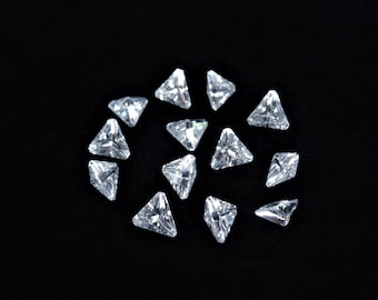 White CZ Triangle Cutted Angles Shape Cut Stones SIZE CHOICE Cubic Zirconia Loose Gemstones