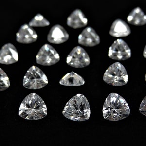 White CZ Trillion Cut Shape Stones SIZE CHOICE Cubic Zirconia Loose Gemstones