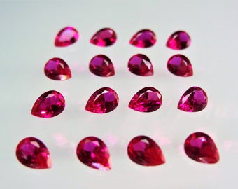 Red Ruby Pear Cut Shape SIZE CHOICE Loose Stones Corundum Gemstones