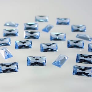 Aquamarine Blue Baguette Princess Cut SIZE CHOICE Loose Stones Spinel Gemstones
