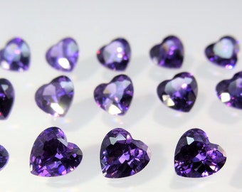 Pierres en forme de coeur en améthyste, taille au choix, zircons cubiques, pierres précieuses en vrac