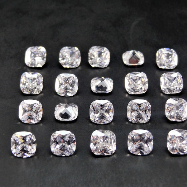 White CZ Cushion / Radiant Cut SIZE CHOICE Loose Stones Cubic Zirconia High Quality Gemstones