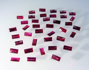 Red Ruby Baguette Princess Cut Shape SIZE CHOICE Loose Stones Corundum Gemstones