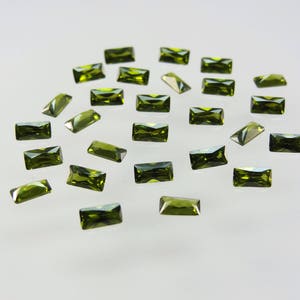 Olive Green Baguette Princess Cut SIZE CHOICE Loose Cubic Zirconia Gemstones