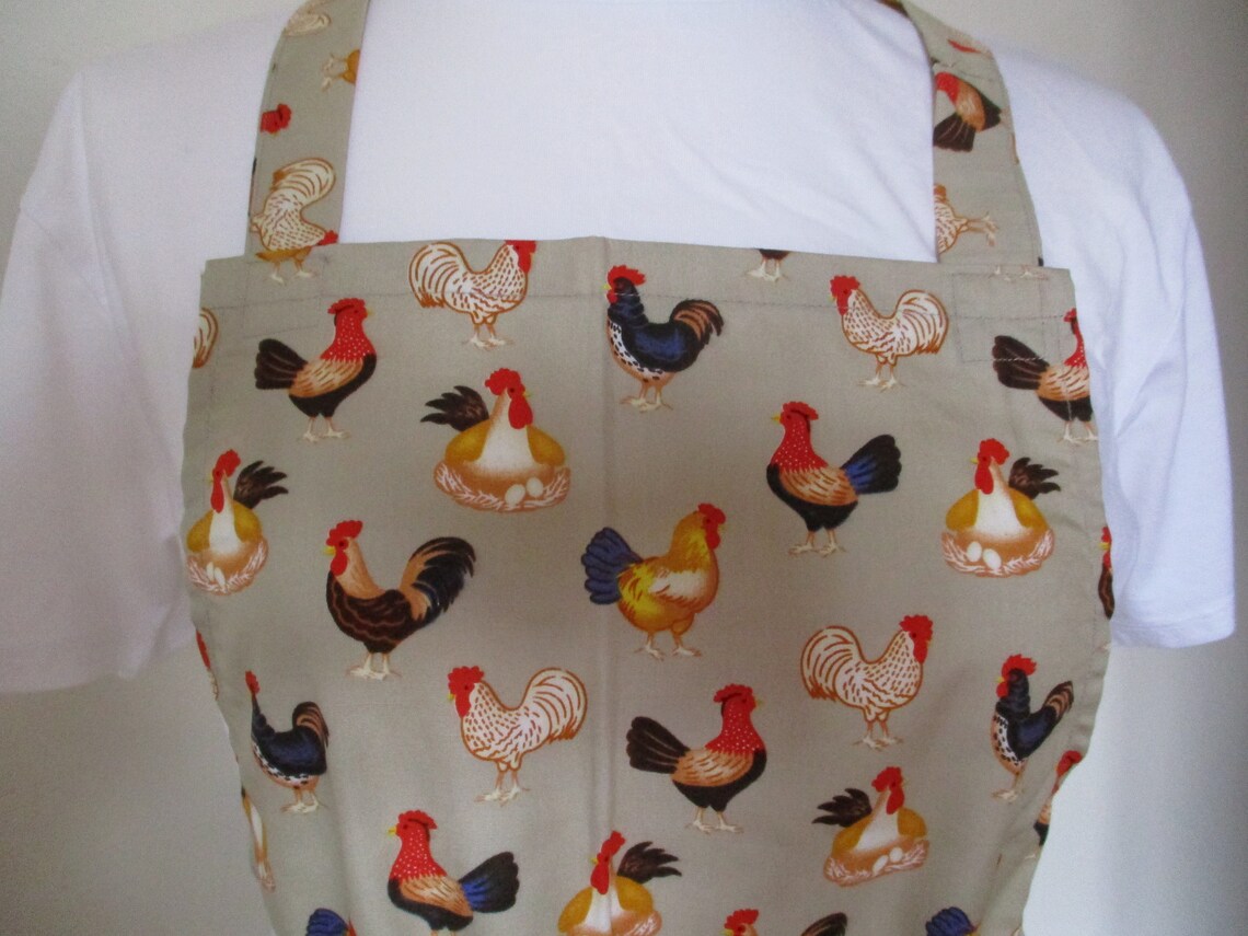 Large Handmade Cotton Apron with Hens and Chickens Pattern Etsy