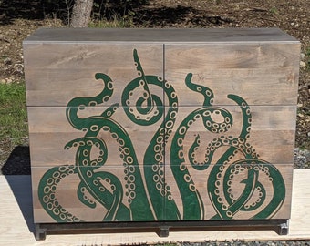 Custom made epoxy river carved dresser featuring 6 soft touch open drawers with custom finish on hardwood.