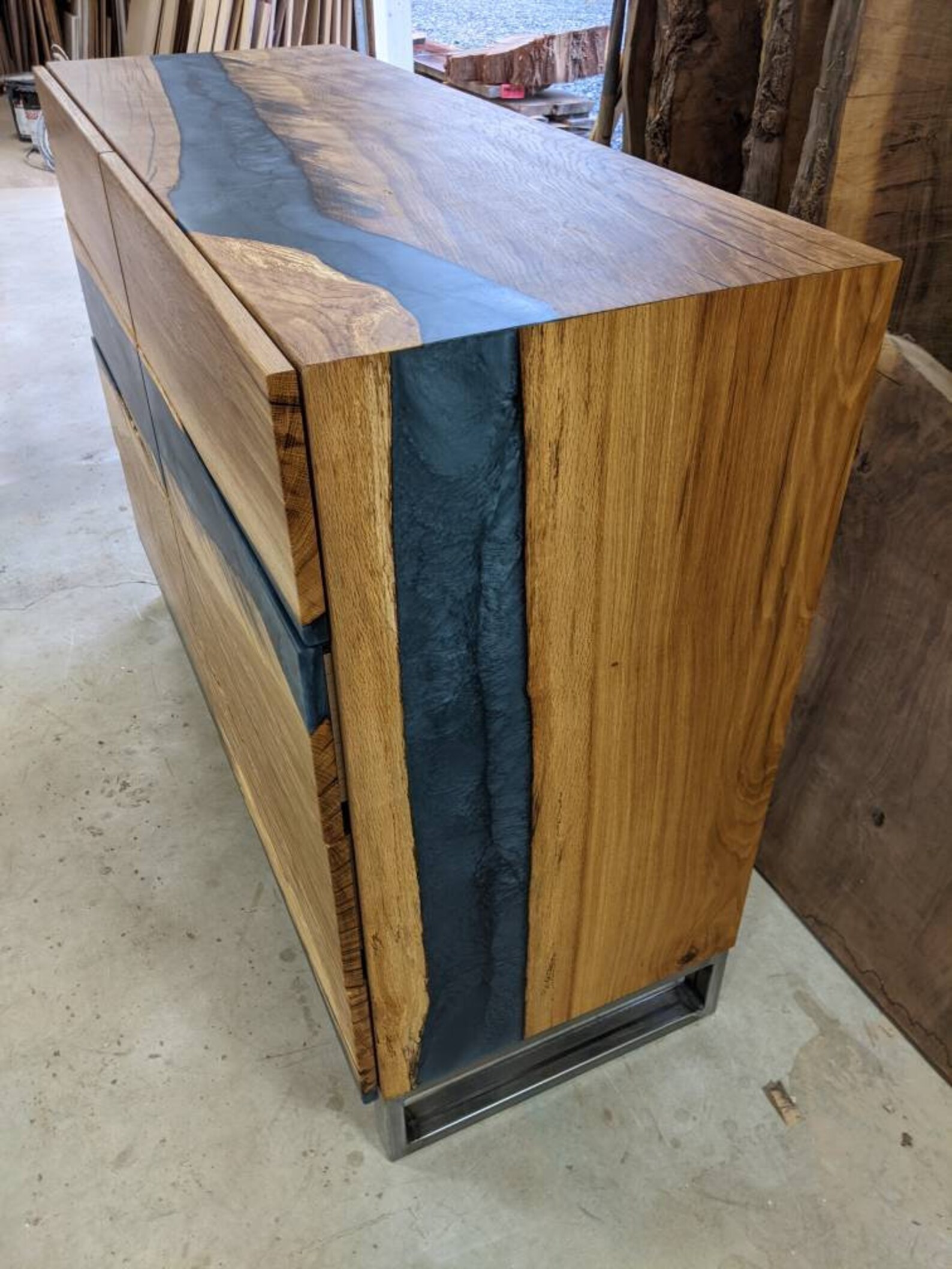 Resin Epoxy River Dresser Made W/ Reclaimed PNW White Oak. 8 Etsy