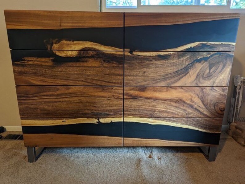 Resin Epoxy River Dresser Made W/ Reclaimed PNW White Oak. 8 Etsy