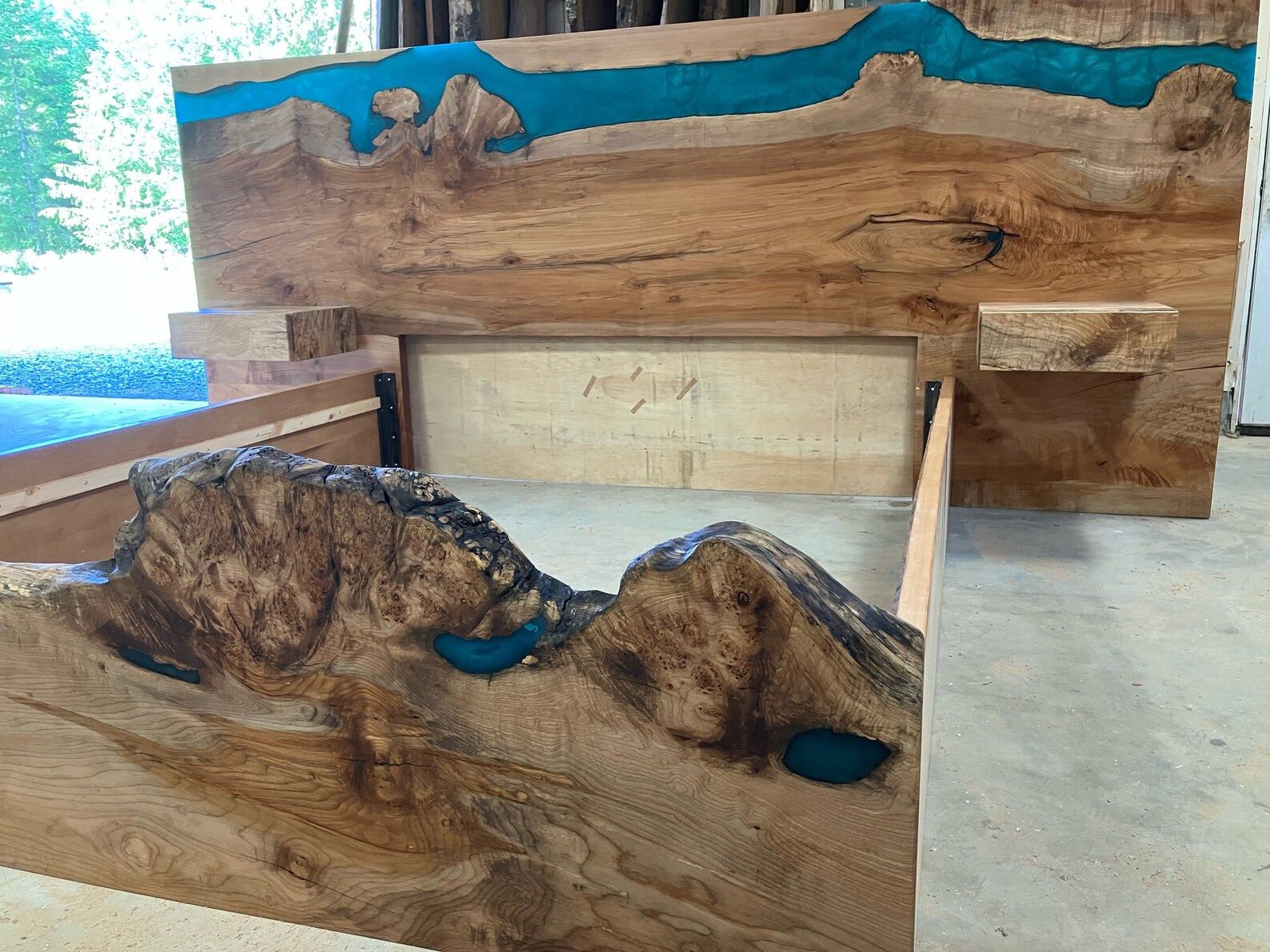 Custom Epoxy River Platform Bed With Floating Nightstands. Can Etsy